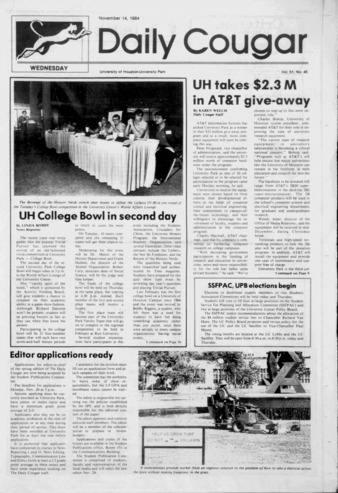 The Daily Cougar. Vol. 51, No. 45, November 14, 1984.