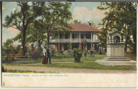 House and bell, Sam Houston Park, Houston, Texas