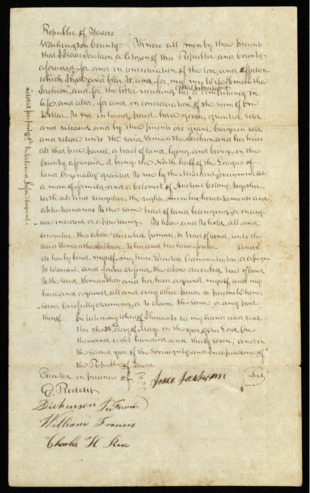 Deed to Isaac Jackson’s wife, Samantha Jackson