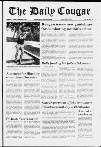 The Daily Cougar. Vol. 48, No. 20, September 29, 1981.