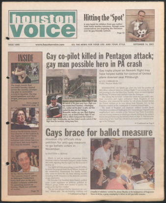 Houston Voice, No. 1090, September 14, 2001