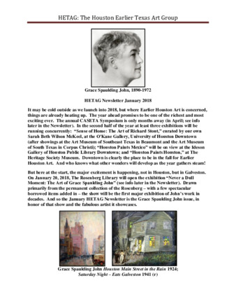 HETAG: The Houston Earlier Texas Art Group Newsletter, No. 19, January 2018