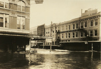 Flooded street in Downtown Houston