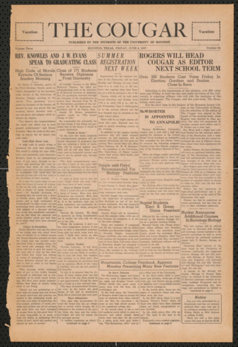 The Cougar, Vol. 3, No. 34, June 4, 1937