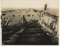 Wreckage of causeway from north of arched bridge to mainland (close-up)