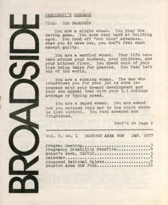 Broadside, Vol. 8, No. 1, January 1977