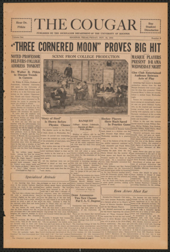 The Cougar, Vol. 1, No. 6, November 16, 1934