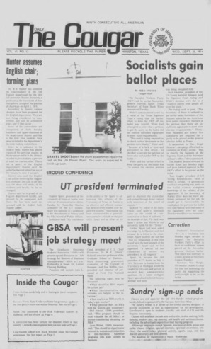 The Daily Cougar. Vol. 41, No. 13, September 25, 1974.