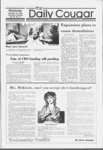 The Daily Cougar. Vol. 49, No. 41, November 10, 1982.