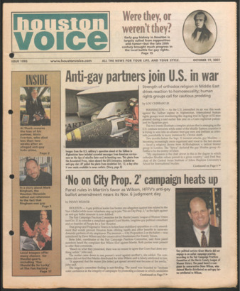 Houston Voice, No. 1095, October 19, 2001