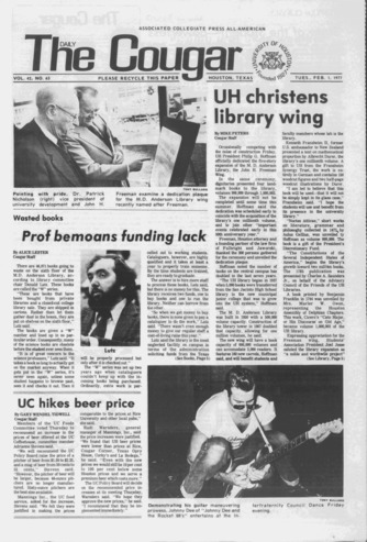 The Daily Cougar. Vol. [43], No. 63, February 1, 1977.