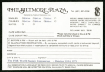 The Biltmore Plaza, Reservation Card