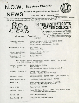 NOW News Bay Area Chapter, Vol. 8, No. 2, February 1980