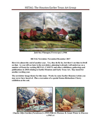 HETAG: The Houston Earlier Texas Art Group Newsletter, No. 18, November-December 2017