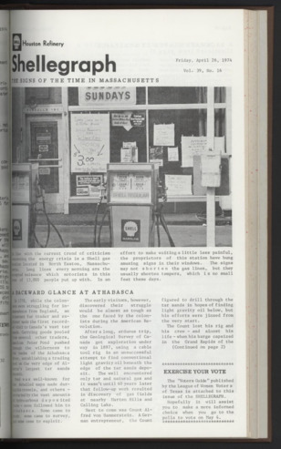 Shellegram, Vol. 39, No. 16, April 26, 1974