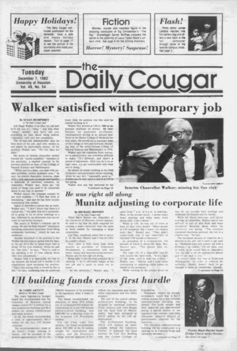 The Daily Cougar. Vol. 49, No. 54, December 7, 1982.