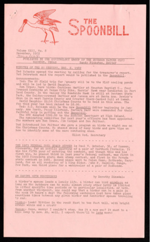 The Spoonbill, Vol. 31, No. 8, December 1982