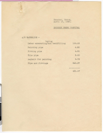 Houston Negro Hospital A/C waterline
