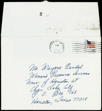 Envelope addressed to Marjorie Randal