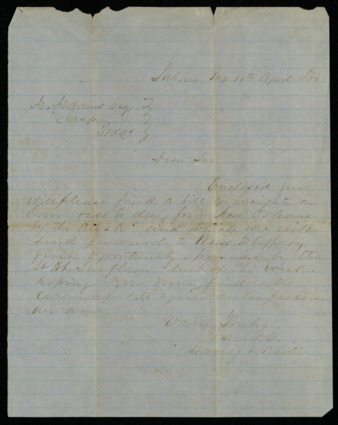 Letter from Abel Adams regarding purchase from Craig Keith