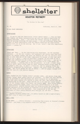 Shelletter, No. 96, March 27, 1963