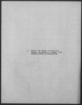 Mary Myart Malott: Thesis for Master of Fine Arts, University of Texas, Organic Forms In Abstraction