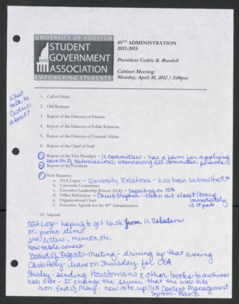 University of Houston Student Government Association Records