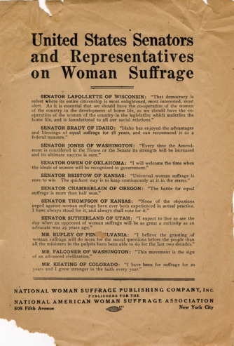 United States Senators and Representatives On Woman Suffrage