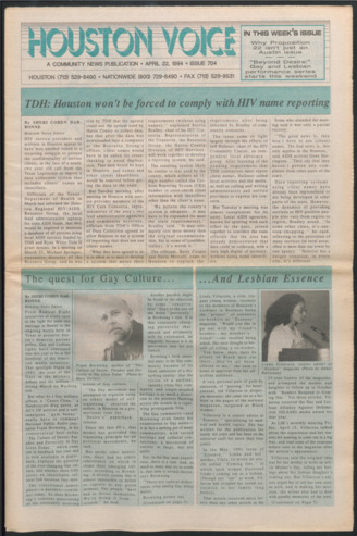 Houston Voice, No. 704, April 22, 1994