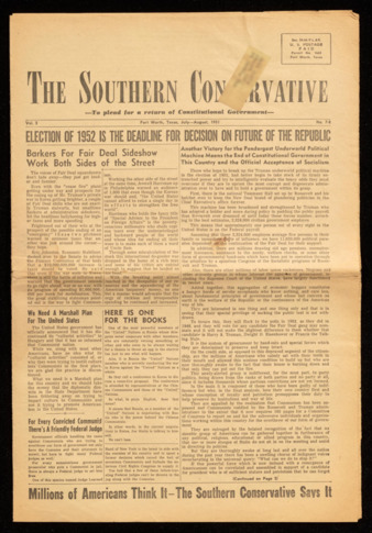 The Southern Conservative, Vol. 2, No. 7-8, July-August 1951