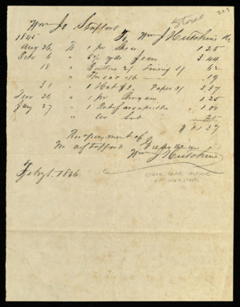 Bill from William J. Hutchins to William J. Stafford