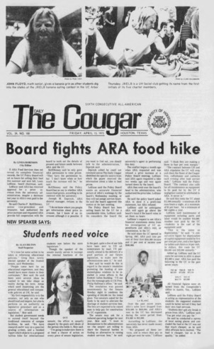 The Daily Cougar. Vol. 39, No. 100, April 13, 1973.