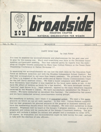 Broadside, Vol. 5, No. 1, January 1974