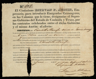 Printed safe conduct broadside for entry into the colony