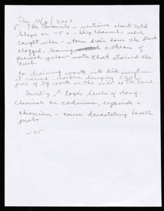 Notes written by Mary F. Lopez