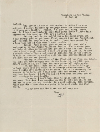 Letter from Capt. O. C. McDavid to Inez McDavid, 1944 September 10