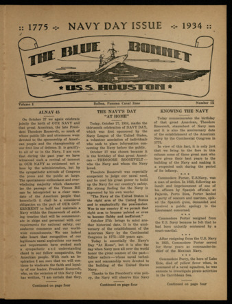 The Blue Bonnet, Vol. 1, No. 9, October 27, 1934
