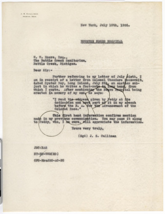 Letter from J. S. Cullinan to W. W. Moore, 1926 July 10