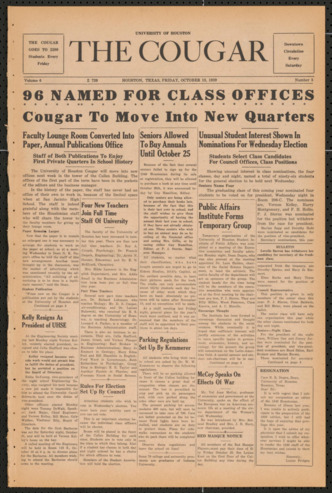 The Cougar, Vol. 6, No. 3, October 13, 1939