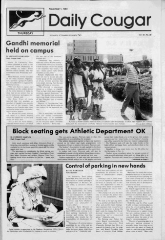 The Daily Cougar. Vol. 51, No. 38, November 1, 1984.