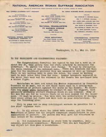 Letter to chapter presidents and congressional chairmen