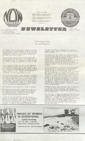 University of Houston NOW Newsletter, Vol. 1, No. 5, October 1981