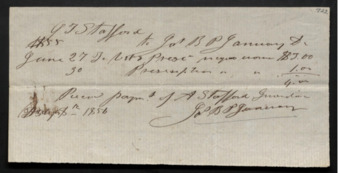 Receipt for a prescription to G. T. Stafford