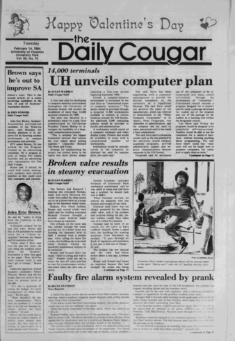 The Daily Cougar. Vol. 50, No. 70, February 14, 1984.