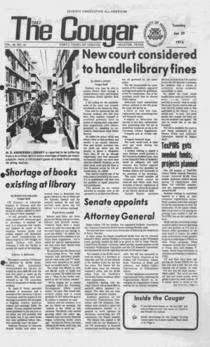 The Daily Cougar. Vol. 40, No. 64, January 29, 1974.