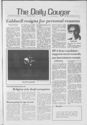 The Daily Cougar. Vol. 46, No. [91], February 14, 1980.