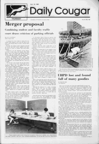 The Daily Cougar. Vol. 51, No. 105, April 18, 1985.