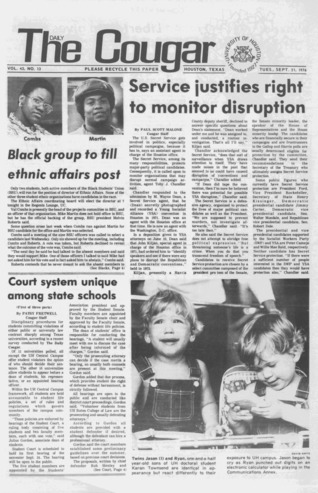 The Daily Cougar. Vol. 43, No. 13, September 21, 1976.