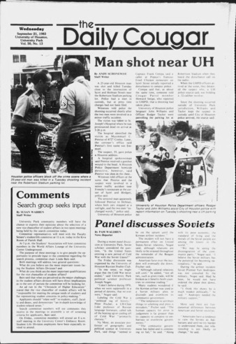 The Daily Cougar. Vol. 50, No. 13, September 21, 1983.