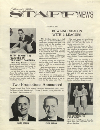 Shamrock Hilton Staff News, October 1961